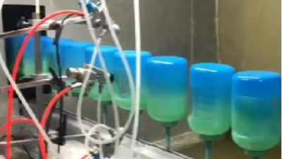 吨吨桶渐变色地轨喷漆流水线