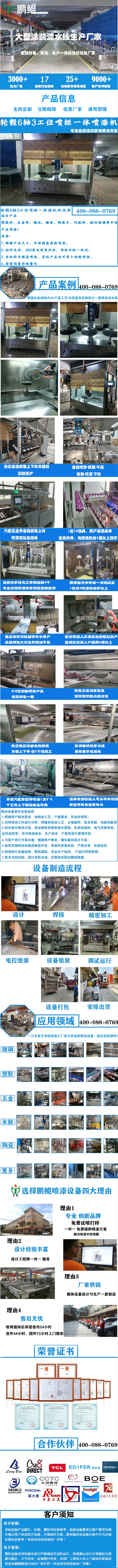 轮毂6轴3工位喷柜一体喷漆机