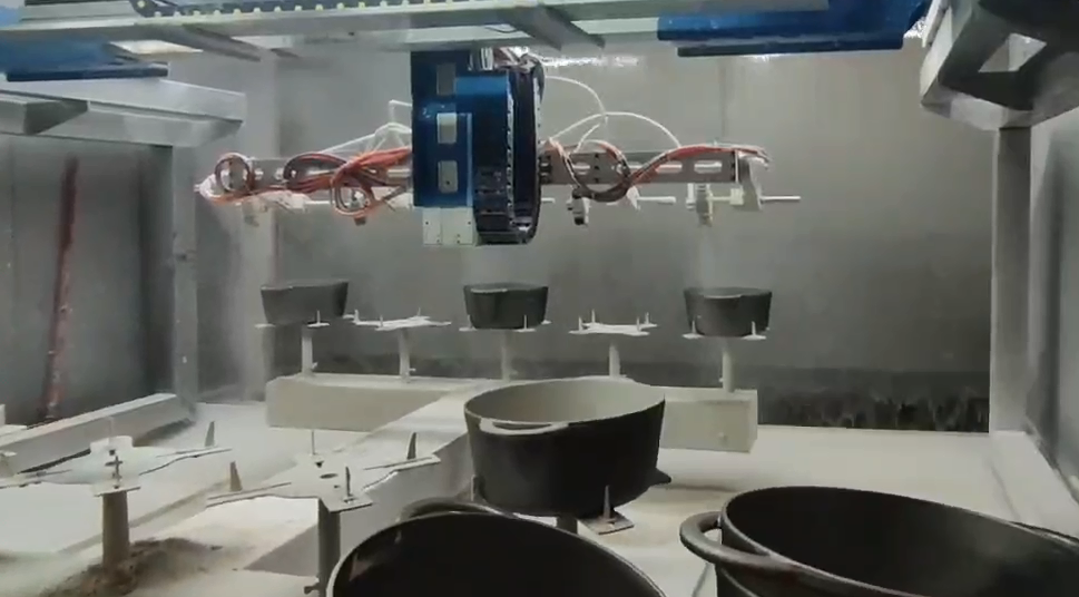 铸铁锅喷搪瓷六轴喷釉设备