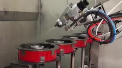 轮毂脚轮6轴4工位自动喷漆设备