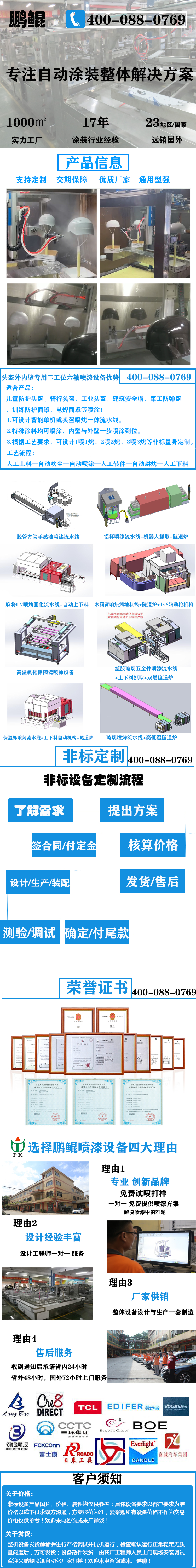 头盔外内壁专用二工位六轴喷漆设备