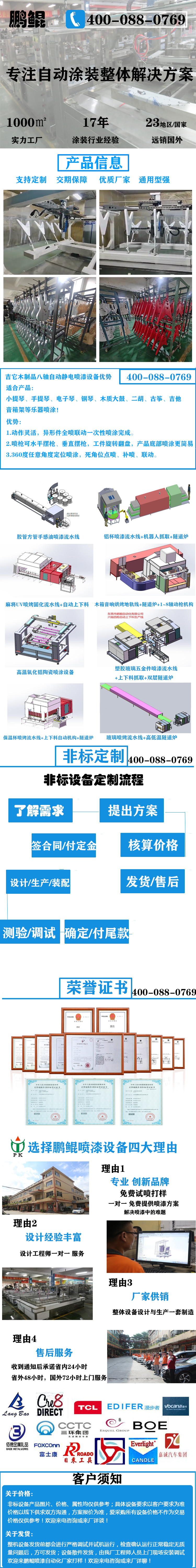 吉它木制品八轴自动静电喷漆设备